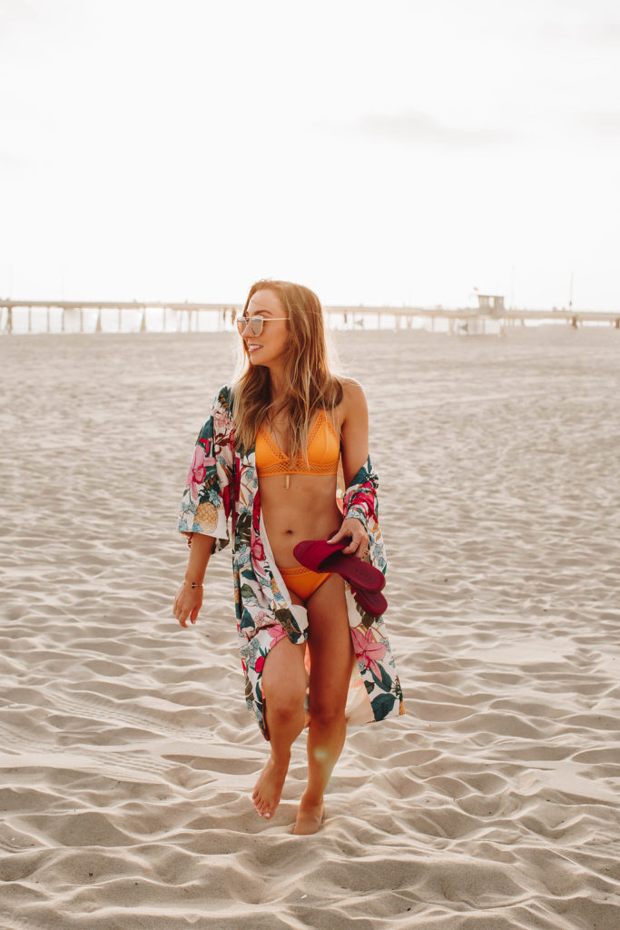 H&M Bikini, floral kimono Venice Beach California