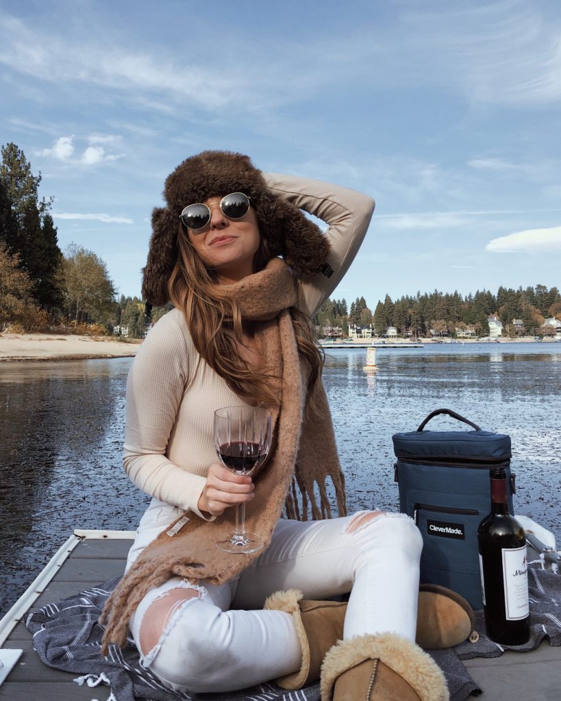 Winter wine picnic on Lake Arrowhead